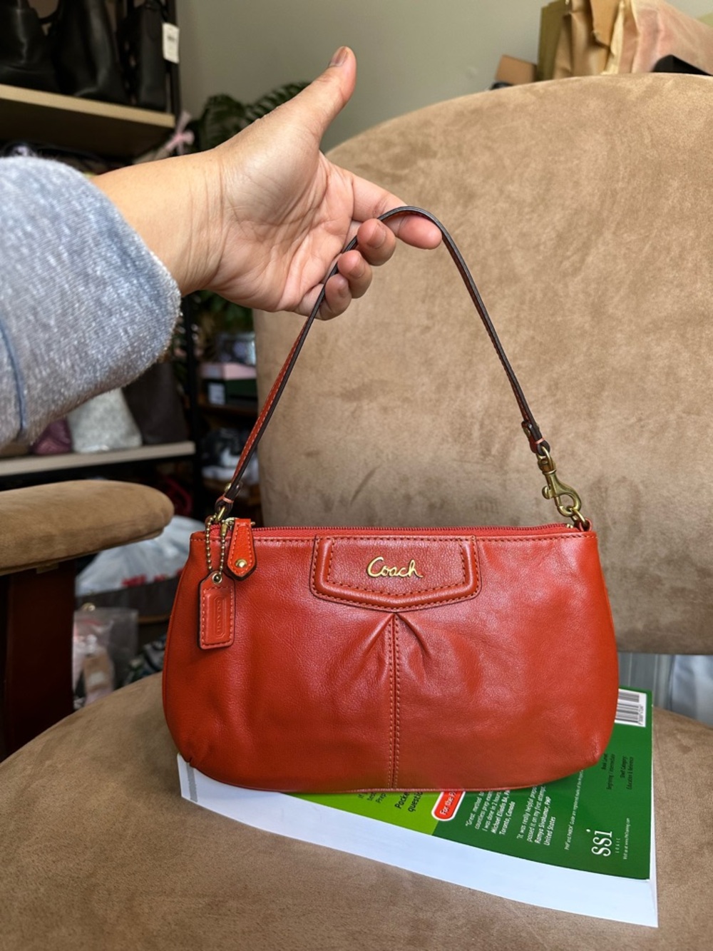 Coach Ashley Leather Large Wrislet Vibrant Orange Very Good Condition - Picture 2 of 11